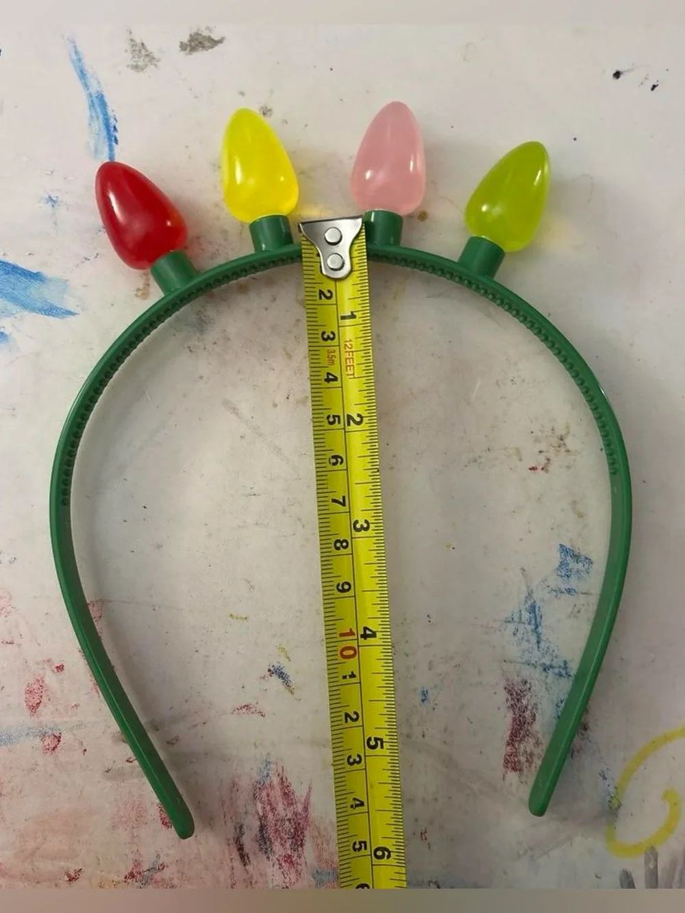 Green Kids Headband with Pink, Yellow and Red Light-Bulb Accents